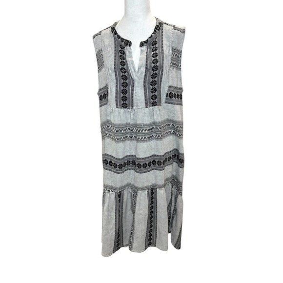SUNDANCE Dylan Women's Alexa Dress Olive & White Geometric Pattern XL Cotton - Picture 3 of 12